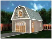 Gambrel Roof One-Car Garage Plans with Loft