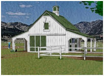Pole Barn for Horses with Run-In Sheds