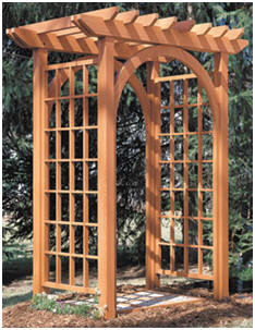 PlansNow.com has inexpensive, instant-download, DIY plans for wooden arbors and trellises.