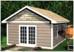 This little building would make a great storage shed. But, it's attractive enough to be your pool house, backyard guest cottage, studio or home office.