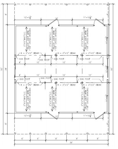 36'x36' Horse Barn Floor Plan
