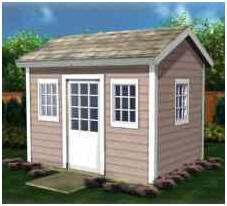Use plans for this little building to build a children's playhouse, garden shed, backyard studio or home office.