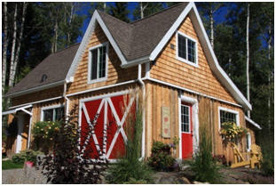 Customers' Small Barns, Hobby Shops and Garages - Are you thinking of building an unusual structure as your new backyard barn, garage, workshop, studio, home office, small animal shelter or country store?  Architect Don Berg's small pole-barn and pole-frame garage blueprints are all designed to be easily modified to fit your needs. Click to see a few of the beautiful little buildings that customers and their contractors created from the plans.