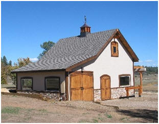 A Southwest Style Workshop - This beautiful Colorado building was built with the help of inexpensive pole-barn construction plans at BackroadHome.net