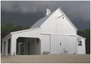 The sturdy Maple Pole-Barn was built to stand up to Texas Hill Country storms. It's one of sixteen different layouts that you can build from one $59.00 plan set by architect Don Berg