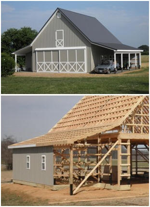 A Maryland pole-frame country garage - from the inexpensive Walnut Coach House plan set by architect Don Berg