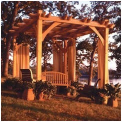Build a Backyard Pavilion or Pergola - The unique design of this pergola lets you build it to just the right size for your patio, deck or backyard. DIY plans are available from Rockler.com 